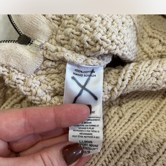 L.L.Bean Signature Cotton Fisherman Tunic Sweater Fair Isle Cable-knit Woman SM - Picture 5 of 9